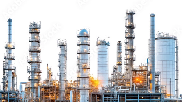 Fototapeta Collection of Industrial Factory Structures With Towers Generative AI