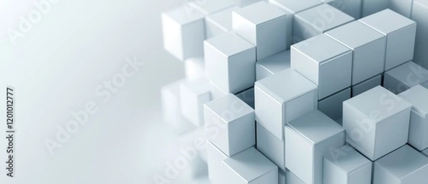 Fototapeta A minimalist arrangement of white cubes creates a modern and abstract visual.