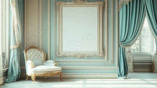 Fototapeta Elegant Interior of a Classic Room with Decorative Frame and Chair