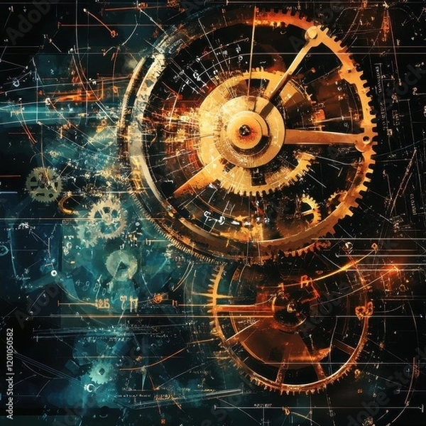 Fototapeta Abstract Gearwork and Mechanical Engineering Design