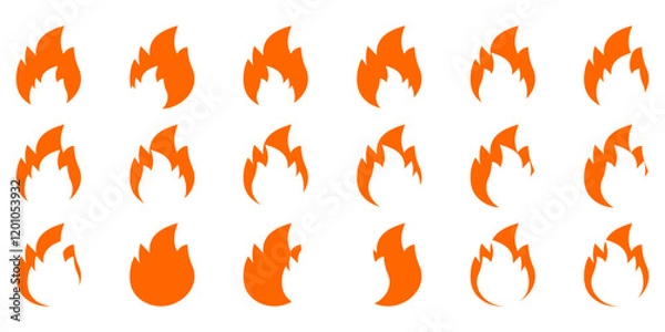 Fototapeta collection of fire logo icon designs, professional fire icons, fire logo designs, silhouettes, badges, blazing fire, burning, hot, burning, warning, fire symbols