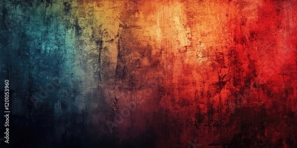 Obraz Abstract textured wall background with gradient hues of blue, orange, red, and black creating a Halloween-inspired atmosphere.