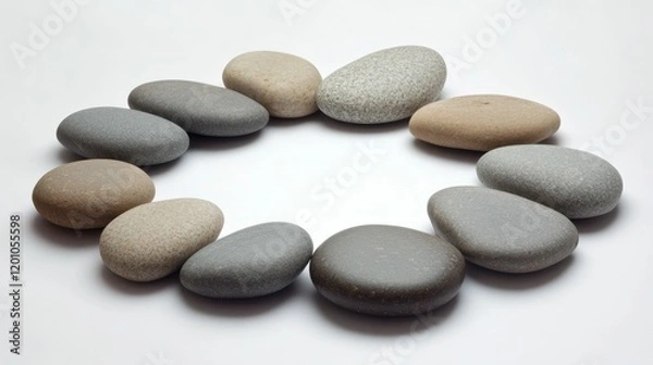 Fototapeta Smooth rocks form a circle on plain background.