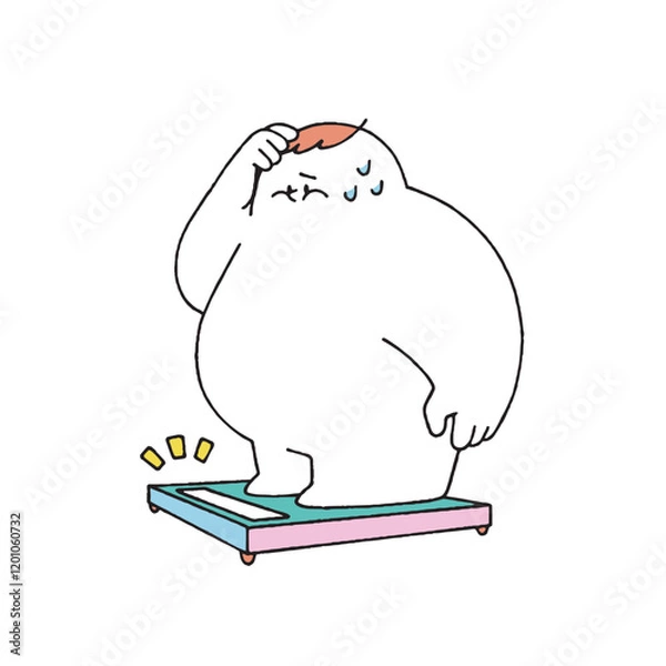 Fototapeta 体重を測る肥満の人