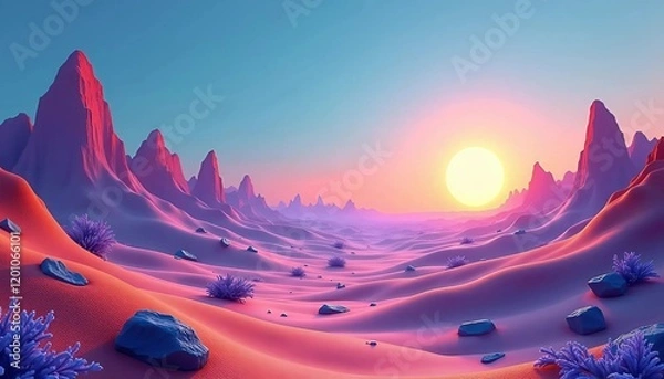 Fototapeta Martian landscape isolated on transparent background