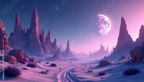 Fototapeta Martian landscape isolated on transparent background