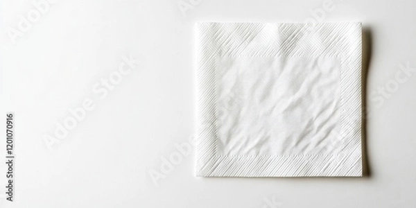 Fototapeta Clean white paper napkin neatly folded on a light background positioned in the center ideal for restaurant table settings and home dining dÃ©cor