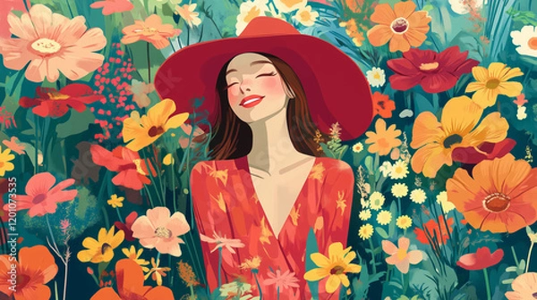 Obraz Female Model Illustration Background