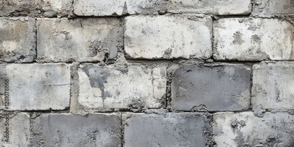 Fototapeta Textured cement brick wall background in shades of gray and beige with irregularities and rough textures creating a rustic industrial feel