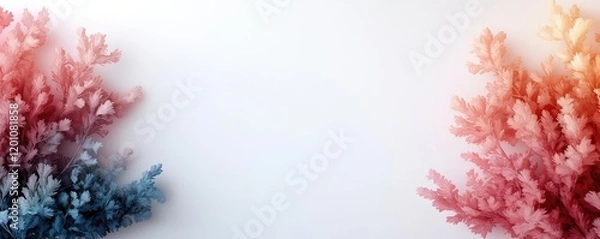 Fototapeta Framed watercolor concept. Colorful coral elements on a soft white background, perfect for creative design projects.