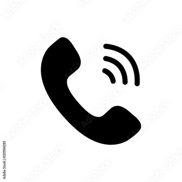 Fototapeta Ringing phone icon. Black and white call symbol. Contact icon