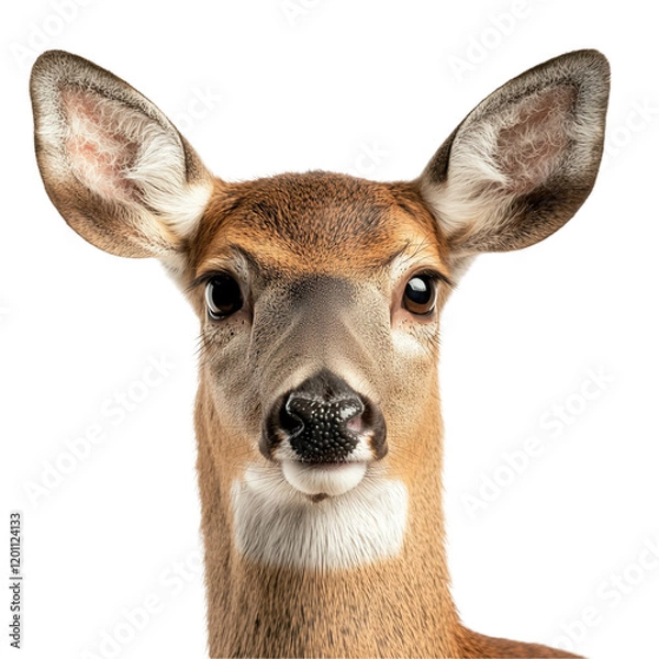 Fototapeta Deer close-up portrait forest animal nature eye-level transparent background