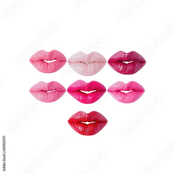 Fototapeta Colorful lipstick shades display transparent background makeup art studio setting beauty concept
