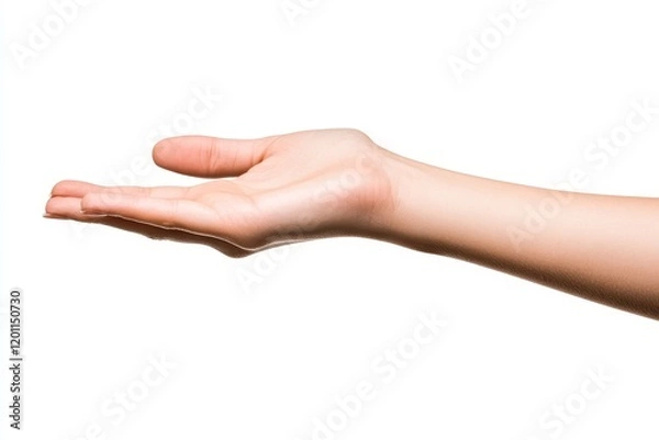 Fototapeta Woman's hand holding something, isolated on white, Generative AI