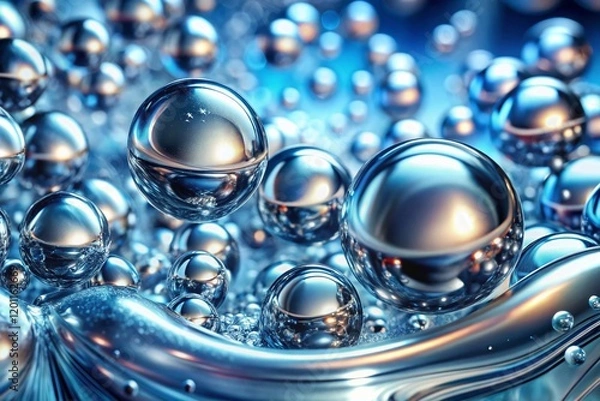 Fototapeta Hyaluronic Acid Gel with Oxygen Bubbles - Silver Background Texture Stock Photo