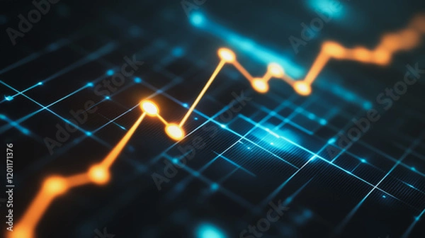 Fototapeta Abstract business Financial charts show a significant increase in profits in the stock market.This is driven by higher interest rates and continued growth. In the innovation world network of financial