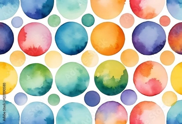 Fototapeta Colorful Watercolor Circles Abstract Pattern Design