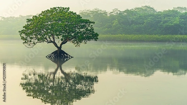 Obraz Solitary Mangrove Tree Reflection