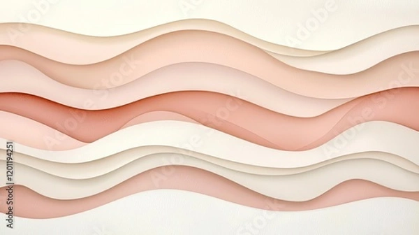 Fototapeta Fluid watercolor concept. An abstract design featuring flowing waves in soft hues of pink and beige.