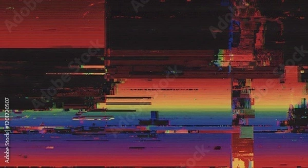 Fototapeta Creative glitch texture, video background static color noise glitch error video damage bad interference and no signal, Test Screen Glitch abstract Texture