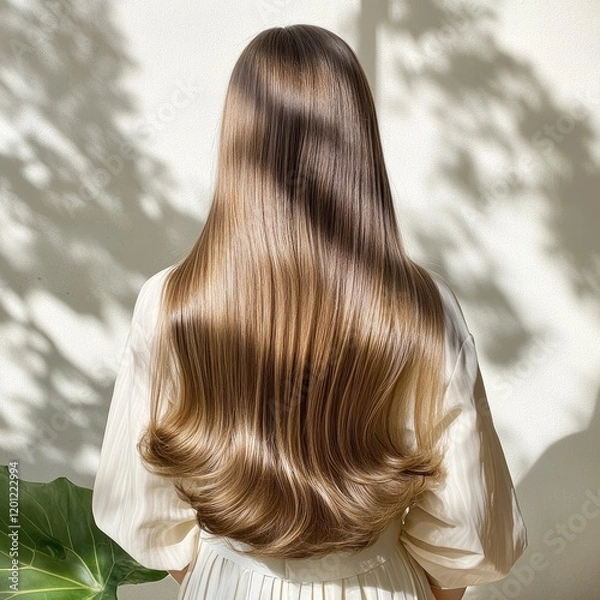 Obraz Silky smooth straight hair cascading in soft light