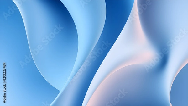 Fototapeta Blue abstract wave lines background. Generative AI
