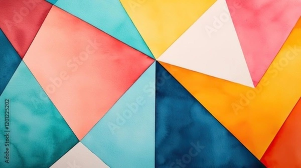 Fototapeta Polygon watercolor concept. Colorful geometric shapes create a vibrant abstract background design.