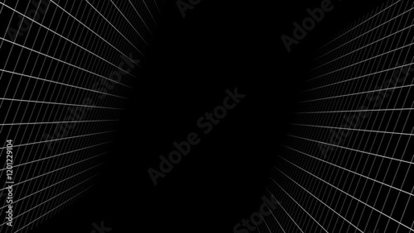 Fototapeta 3D brutalism grid illustration, monochromatic black and white retro poster background