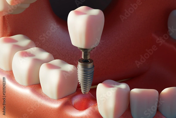 Obraz Dental implant screw, placement procedure
