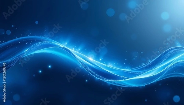 Fototapeta Abstract Blue Glowing Waves Digital Art Background