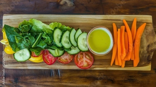 Fototapeta A Colorful Array of Freshly Cut Vegetables, Perfect for a Healthy Meal