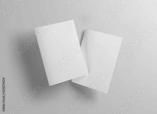 Obraz Two floating magazine covers Mockup on white background with soft shadows. 3D rendering