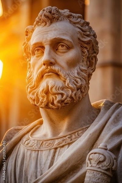 Fototapeta Majestic marble statue in golden sunset light