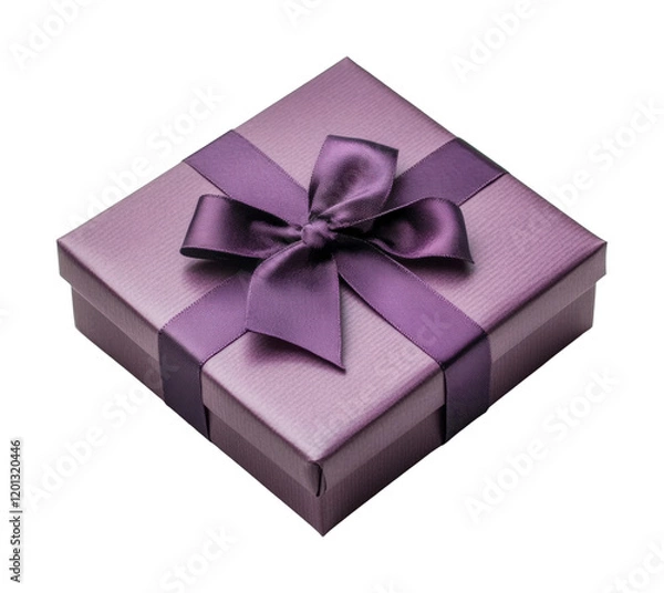Fototapeta Elegant purple gift box displayed on high-fidelity perfect for celebrations isolated on transparent background png