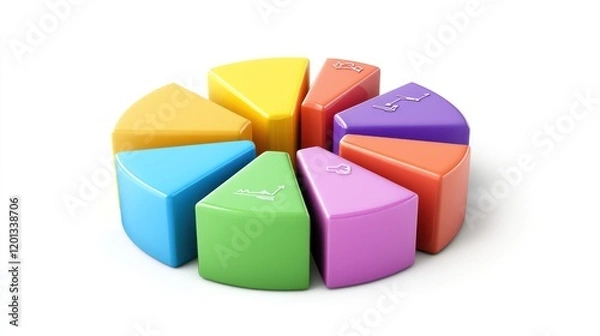 Fototapeta Colorful Three Dimensional Pie Chart Data Visualization