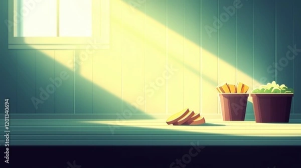 Fototapeta Harvesting fresh ingredients kitchen food photography bright light close-up culinary art