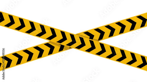 Fototapeta Horizontal Black and Yellow Caution Tape Isolated on Transparent Background"
