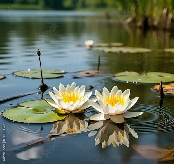 Fototapeta white water lily