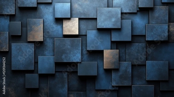 Fototapeta blue Background with Intersecting Rectangles and Squares, Banner Template with White Space for Text. Minimalist Geometric Wallpaper with Copy Space on blue Background. Modern Wallpaper.