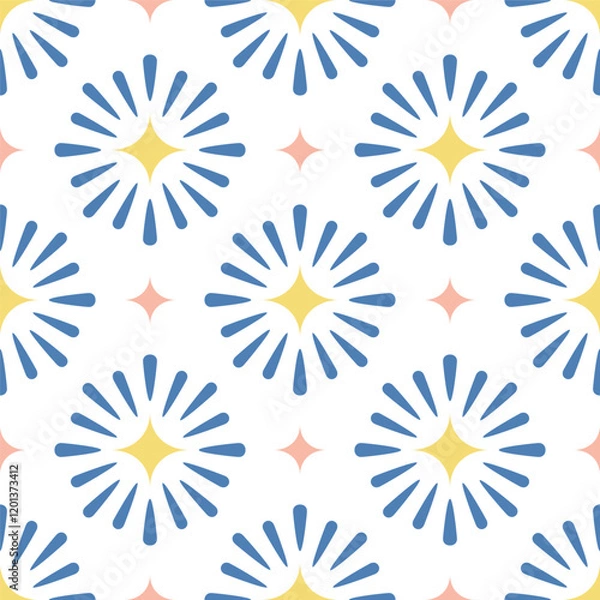 Fototapeta Geometric abstract seamless pattern design for background, wallpaper, fabric, textile design, card , wrapping paper, notebook, carpet, diary cover, blanket, decorative, tile design, batik, and etc.