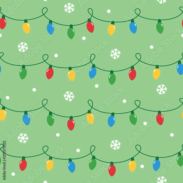 Obraz String Lights Christmas seamless pattern design for background, wallpaper, textile design, fabric, card , wrapping paper , notebook, diary cover, blanket, blanket for kids, decorative and etc.
