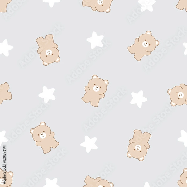 Obraz Bear and star seamless pattern design for background, wallpaper, printing, textile design, blanket pattern, blanket pattern for kids, decorative, notebook, diary cover and etc.	
