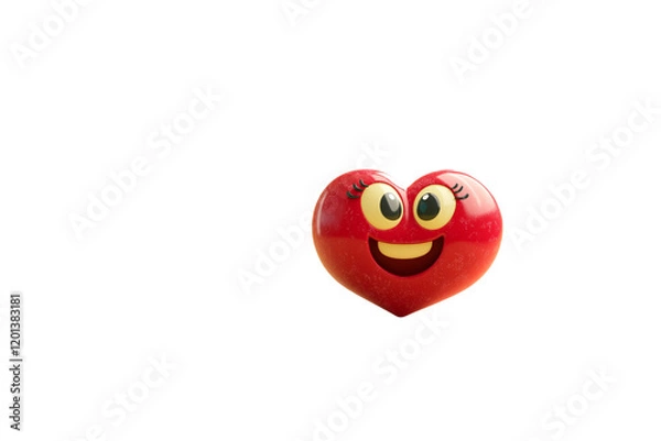 Fototapeta Generate a cute emoji with two red hearts as eyes and a happy, open-mouthed smile, representing love or adoration