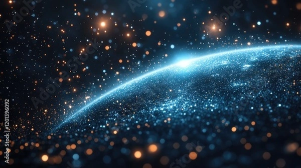 Fototapeta A stunning cosmic view of Earth from space, showcasing shimmering stars and vibrant celestial colors