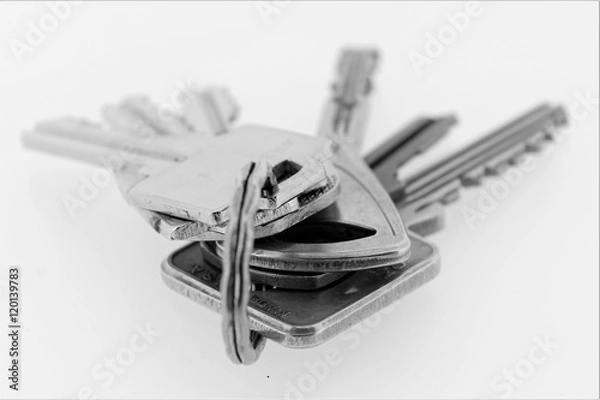 Fototapeta Six keys on a key ring with different security strengths