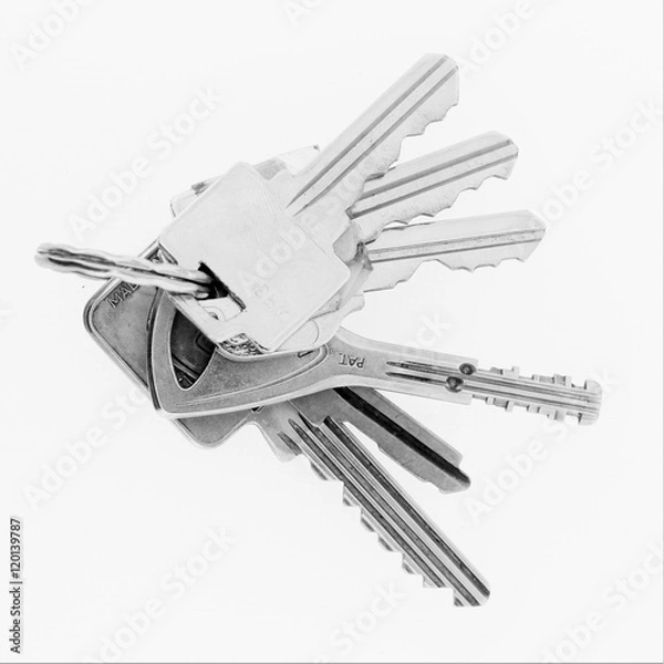 Fototapeta Six keys on a key ring with different security strengths