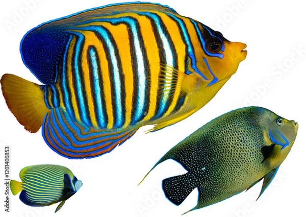 Fototapeta Angelfish Collection from Tropical Waters Worldwide – Isolated PNG on Transparent Background