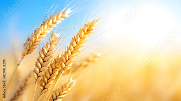 Obraz Golden wheat field basking under the warm autumn sun, symbolizing bountiful harvest and agricultural abundance