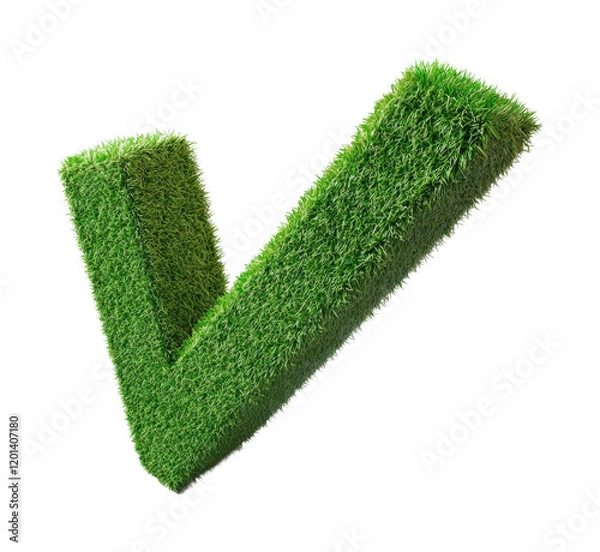 Fototapeta Eco-friendly green check mark icon on graphic design minimalist style digital isolated on transparent background png