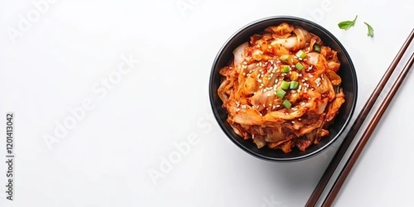Obraz Kimchi: Spicy Fermented Cabbage Dish with Sesame Seeds